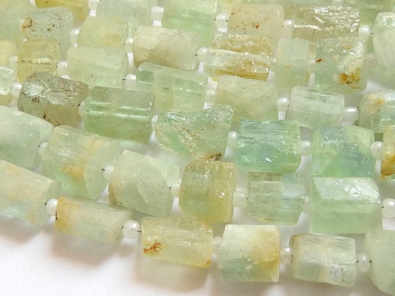 Natural Aquamarine Crystals Rough Tube Shape Bead, 10 Inches Strand, 9x8 To 6x5mm Approx Wholesaler Supplies, Raw Blue Beryl DIY Jewelry RB1