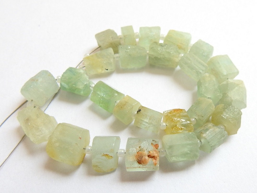 Natural Aquamarine Crystals Rough Tube Shape Bead, 10 Inches Strand, 9x8 To 6x5mm Approx Wholesaler Supplies, Raw Blue Beryl DIY Jewelry RB1