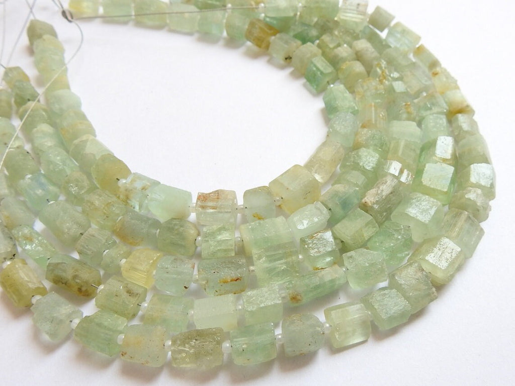Natural Aquamarine Crystals Rough Tube Shape Bead, 10 Inches Strand, 9x8 To 6x5mm Approx Wholesaler Supplies, Raw Blue Beryl DIY Jewelry RB1