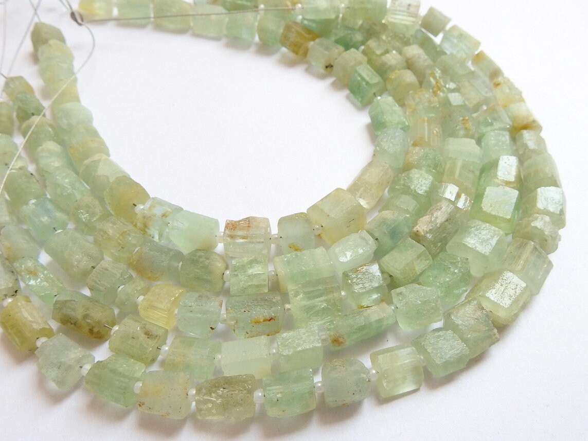 Natural Aquamarine Crystals Rough Tube Shape Bead, 10 Inches Strand, 9x8 To 6x5mm Approx Wholesaler Supplies, Raw Blue Beryl DIY Jewelry RB1