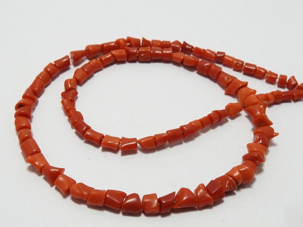 New Arrival Natural Red Coral Polished Tube Nugget Beads 3-4mm 8 Inch Strand Loose Stone for Earring Bracelet Jewelry Making BK-CR1