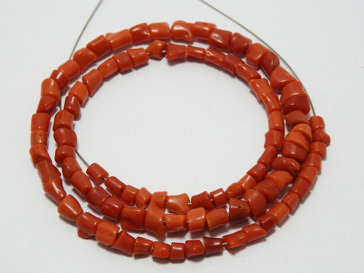 New Arrival Natural Red Coral Polished Tube Nugget Beads 3-4mm 8 Inch Strand Loose Stone for Earring Bracelet Jewelry Making BK-CR1