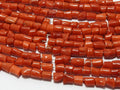 New Arrival Natural Red Coral Polished Tube Nugget Beads 3-4mm 8 Inch Strand Loose Stone for Earring Bracelet Jewelry Making BK-CR1