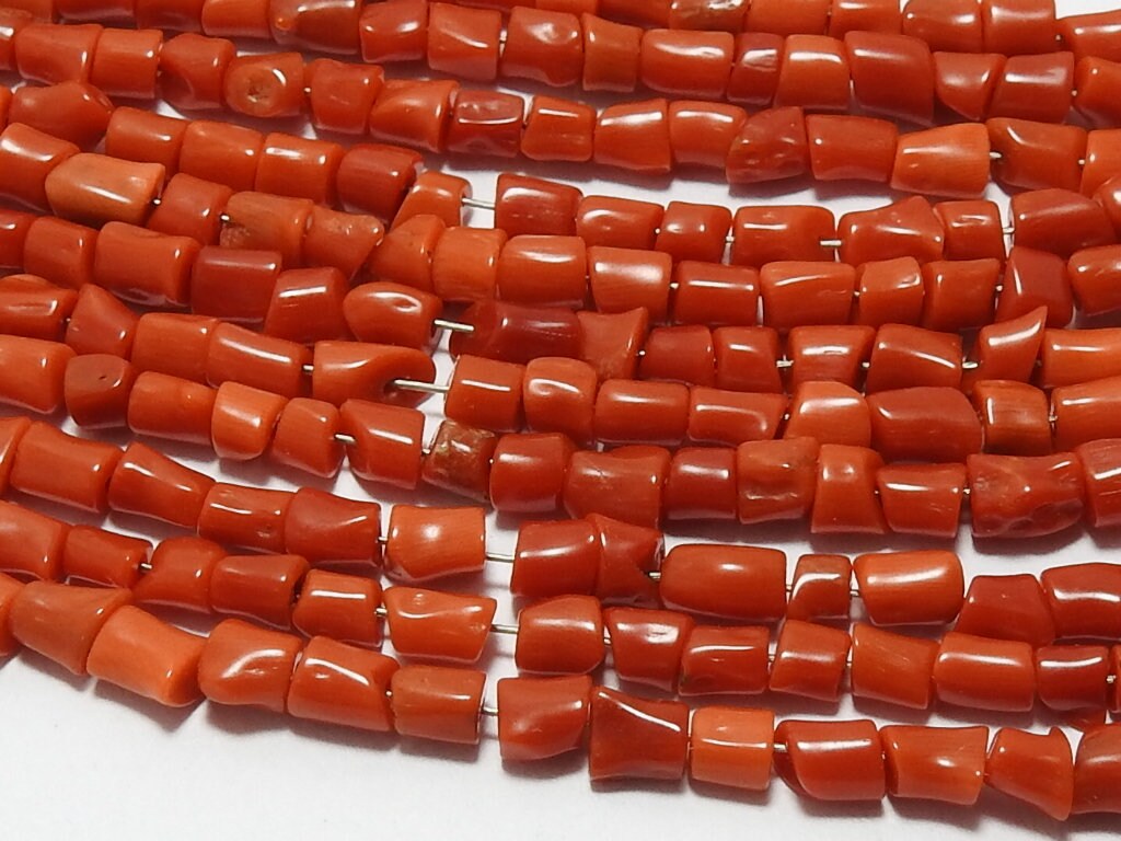 New Arrival Natural Red Coral Polished Tube Nugget Beads 3-4mm 8 Inch Strand Loose Stone for Earring Bracelet Jewelry Making BK-CR1