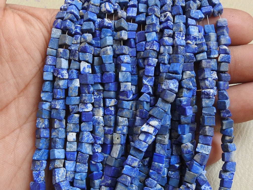 Lapis Lazuli Smooth Matte Polished Cube Box Bead 12Inches Strand Wholesaler Supplies Natural Stone CB2