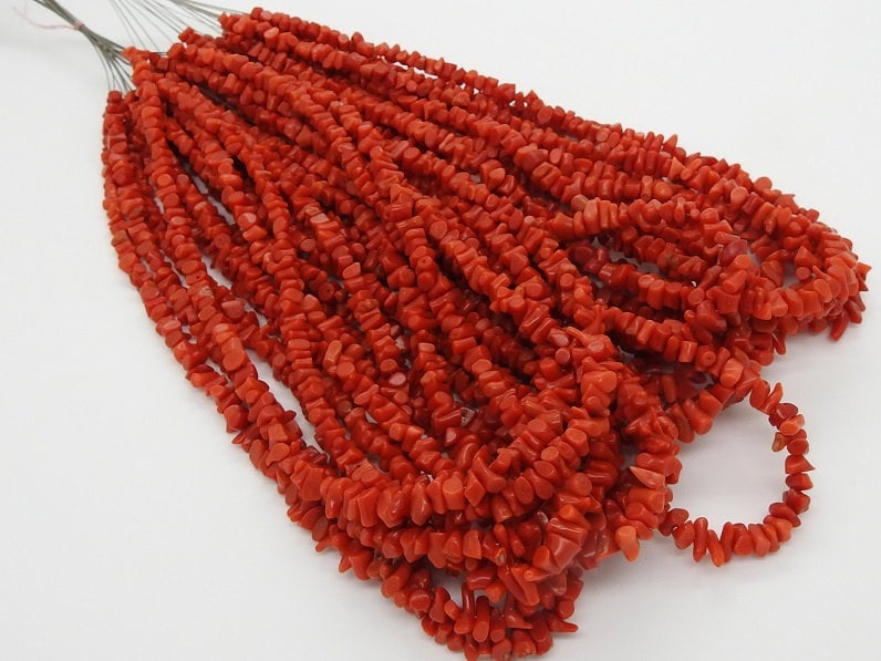 Red Coral Natural Polished Rough Chip Beads 4x5MM Raw Nugget Loose Stone Strand Wholesale Bulk Price Coral Bead for DIY Jewelry Supplies