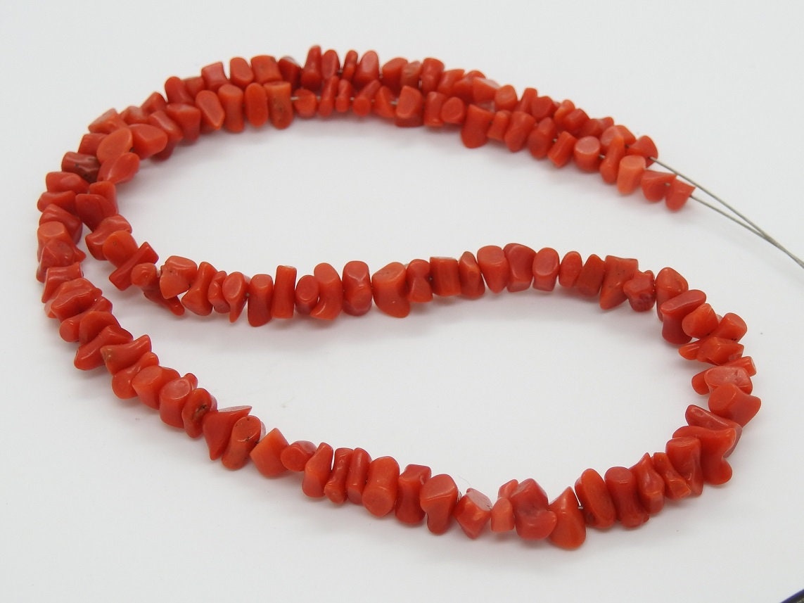 Red Coral Natural Polished Rough Chip Beads 4x5MM Raw Nugget Loose Stone Strand Wholesale Bulk Price Coral Bead for DIY Jewelry Supplies