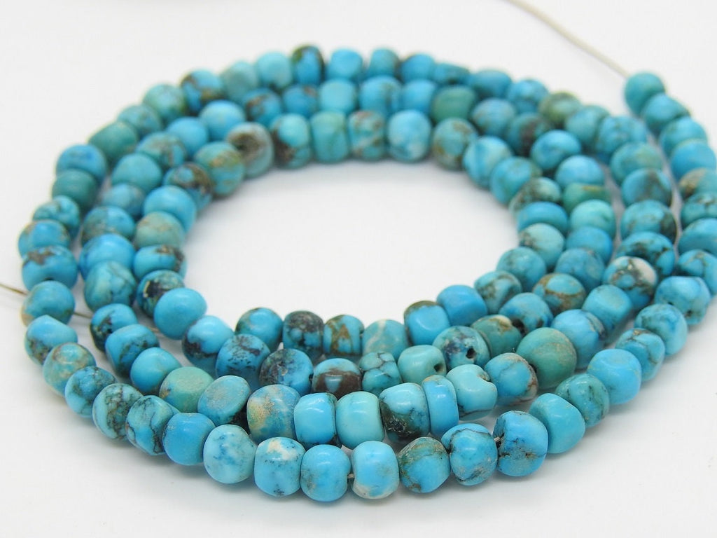 Natural Tibetan Turquoise Smooth Roundel Beads 16 Inch Strand for Jewelry Making WB-2