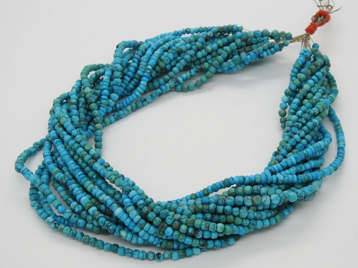 Natural Tibetan Turquoise Smooth Roundel Beads 16 Inch Strand for Jewelry Making WB-2