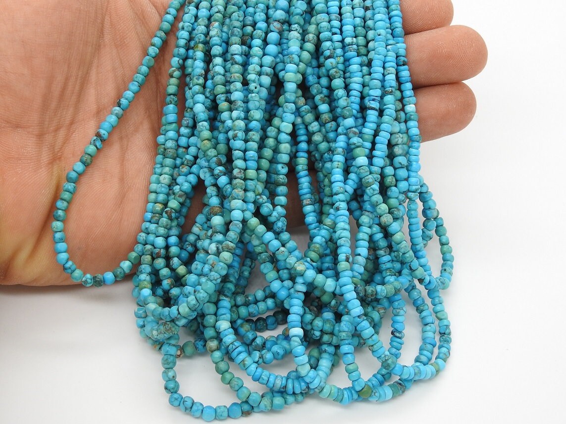 Natural Tibetan Turquoise Smooth Roundel Beads 16 Inch Strand for Jewelry Making WB-2
