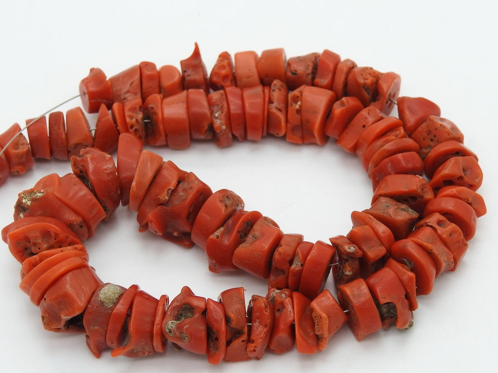 Red Coral Bead Strand Polished Coin Shape 14 Inches Natural Sea Coral Beads Flat Round Disk Gemstone Jewelry Making Supplies