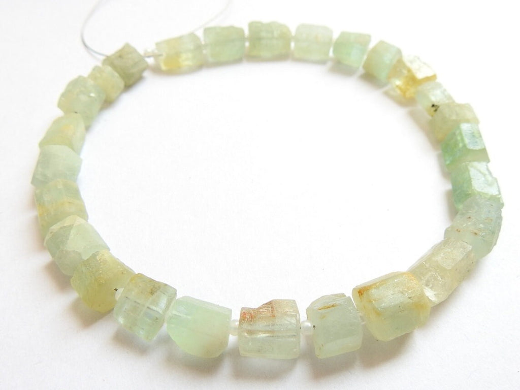 Natural Aquamarine Crystals Rough Tube Shape Bead, 10 Inches Strand, 9x8 To 6x5mm Approx Wholesaler Supplies, Raw Blue Beryl DIY Jewelry RB1