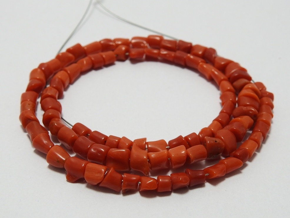 New Arrival Natural Red Coral Polished Tube Nugget Beads 3-4mm 8 Inch Strand Loose Stone for Earring Bracelet Jewelry Making BK-CR1
