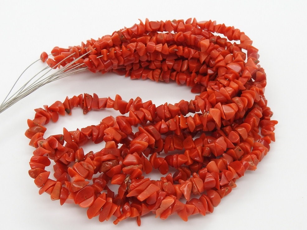 Natural Red Coral Polished Rough Chip Uncut Loose Raw Stone 3X4MM Wholesaler Supplies New Arrival Jewelry Making Beads Strand BK-CR1