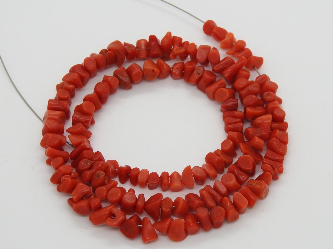 Red Coral Natural Polished Rough Chip Beads 4x5MM Raw Nugget Loose Stone Strand Wholesale Bulk Price Coral Bead for DIY Jewelry Supplies