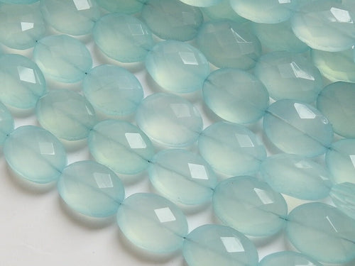 Aqua Blue Chalcedony Faceted Oval Tumble Beads 14x10mm Wholesale Strand 10Pcs Gemstone Supply New Arrival for Necklace PME-CY1