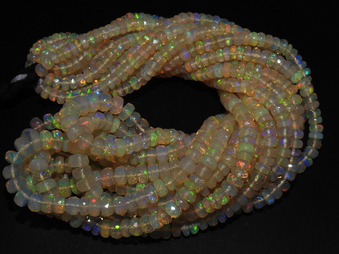 Ethiopian Opal Faceted Roundel Bead-Multi Fire Stone-For Making Jewelry-4To6MM Approx-Wholesaler Supplies PME-EO2