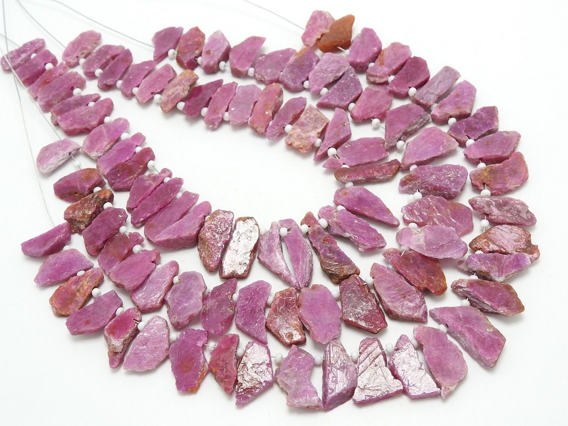 Natural African Ruby Rough Stick Strand, 8 Inches, 10-15mm Raw Ruby Crystal Sticks, Wholesaler Jewelry Supplies