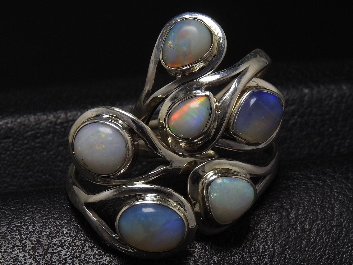 Australian Opal Multi Fire 925 Sterling Silver Adjustable Ring One Of A Kind Gift For Her Wholesaler Supplies Statement Gemstone Jewelry