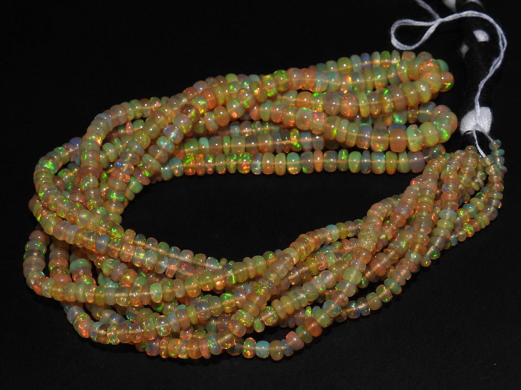 Natural Ethiopian Opal Multi Fire Smooth Roundel Bead 15Inches Strand 2To5MM Approx Wholesaler Supplies New Arrival Natural Stone MS-EO2