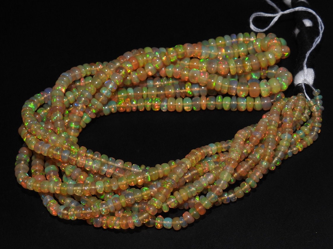 Natural Ethiopian Opal Multi Fire Smooth Roundel Bead 15Inches Strand 2To5MM Approx Wholesaler Supplies New Arrival Natural Stone MS-EO2