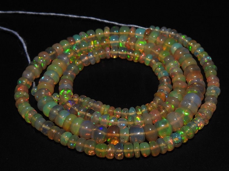 Natural Ethiopian Opal Multi Fire Smooth Roundel Bead 15Inches Strand 2To5MM Approx Wholesaler Supplies New Arrival Natural Stone MS-EO2