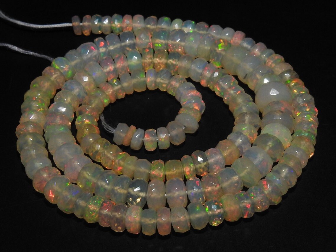 Ethiopian Opal Bead Multi Fire Faceted Roundel Shape 4-6MM Wholesaler Supplies New Arrival Natural Stone MS-EO2