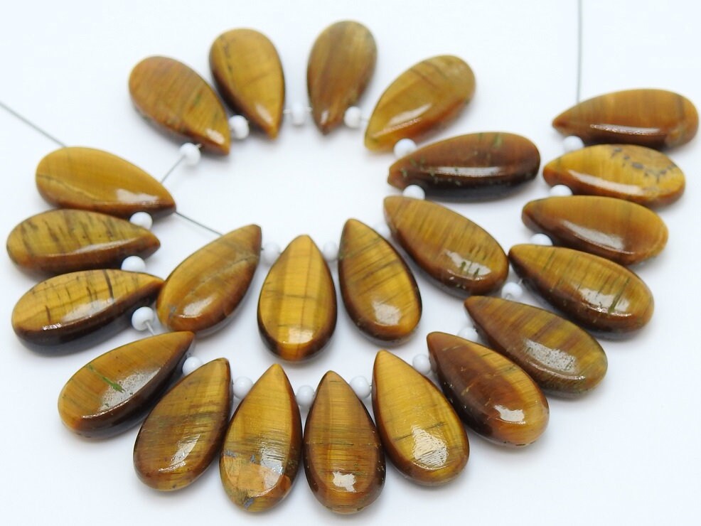 Tiger Eye Teardrop Pendants | 10pc 15x7mm Smooth Natural Gemstone Beads for Earring Making | Wholesale Jewelry Supplies PME-CY3