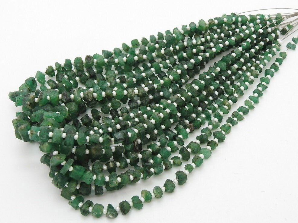 Natural Emerald Rough Bead Chips Uncut Nugget Loose Raw 10 Inch Strand 5X2MM Wholesale Price Gemstone New Arrival RB6