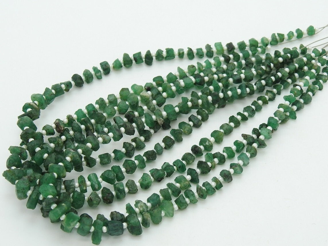 Natural Emerald Rough Bead Chips Uncut Nugget Loose Raw 10 Inch Strand 5X2MM Wholesale Price Gemstone New Arrival RB6