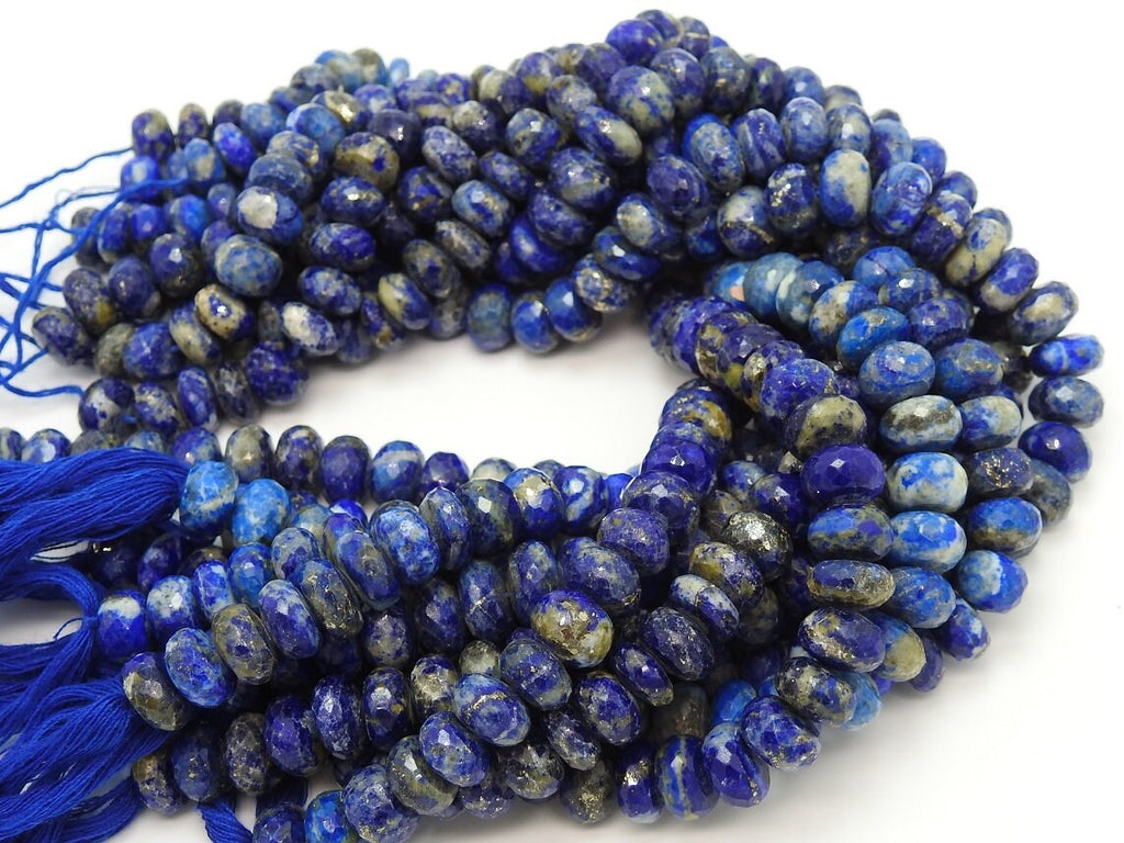 Lapis Lazuli Faceted Roundel Bead For Making Jewelry 10Inches Strand Wholesaler Supplies Natural Stone PME-B3