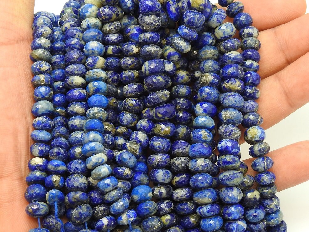 Lapis Lazuli Faceted Roundel Bead For Making Jewelry 10Inches Strand Wholesaler Supplies Natural Stone PME-B3