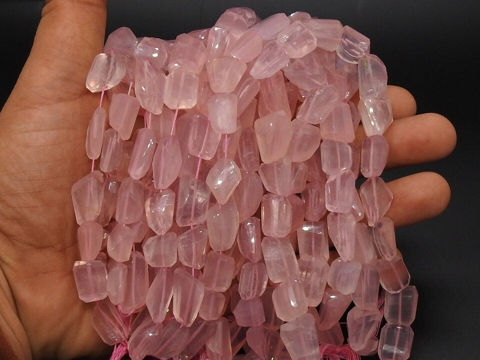 Rose Quartz Faceted Tumble Nugget Beads, 12 Inches Strand, Handmade Loose Stone, Natural Gemstone Wholesaler New Arrival Jewelry Making