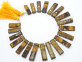 Natural Tiger Eye Faceted Baguette Shape Bead 9Inches 35X9To18X9MM Approx Wholesaler Supplies Natural Stone Bead Strand PME-BR8