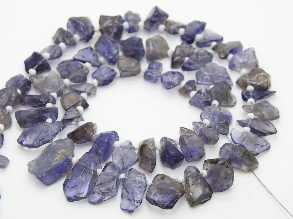 Natural Iolite Polished Rough Beads, 16" Strand Uncut Chips Slabs Slices, Briolette Wholesale Gemstone Supplies for Anklet Necklace DIY R5