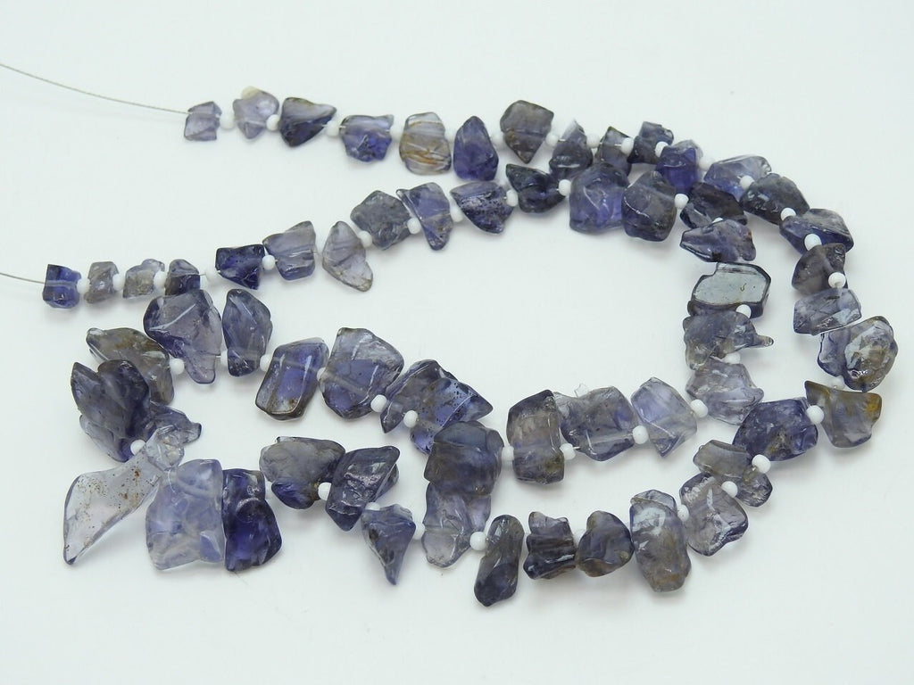 Natural Iolite Polished Rough Beads, 16" Strand Uncut Chips Slabs Slices, Briolette Wholesale Gemstone Supplies for Anklet Necklace DIY R5