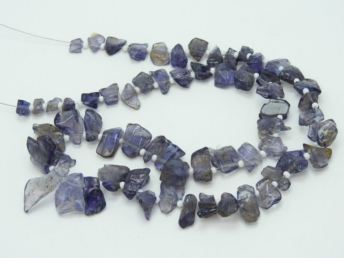 Natural Iolite Polished Rough Beads, 16" Strand Uncut Chips Slabs Slices, Briolette Wholesale Gemstone Supplies for Anklet Necklace DIY R5