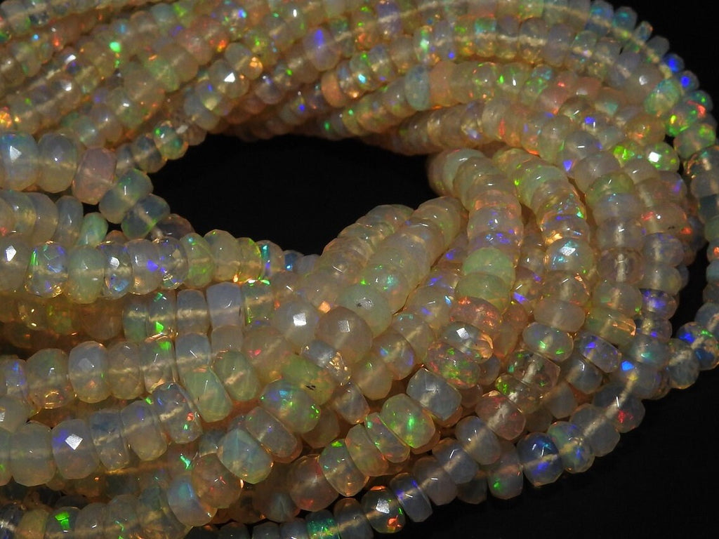 Ethiopian Opal Faceted Roundel Bead-Multi Fire Stone-For Making Jewelry-4To6MM Approx-Wholesaler Supplies PME-EO2