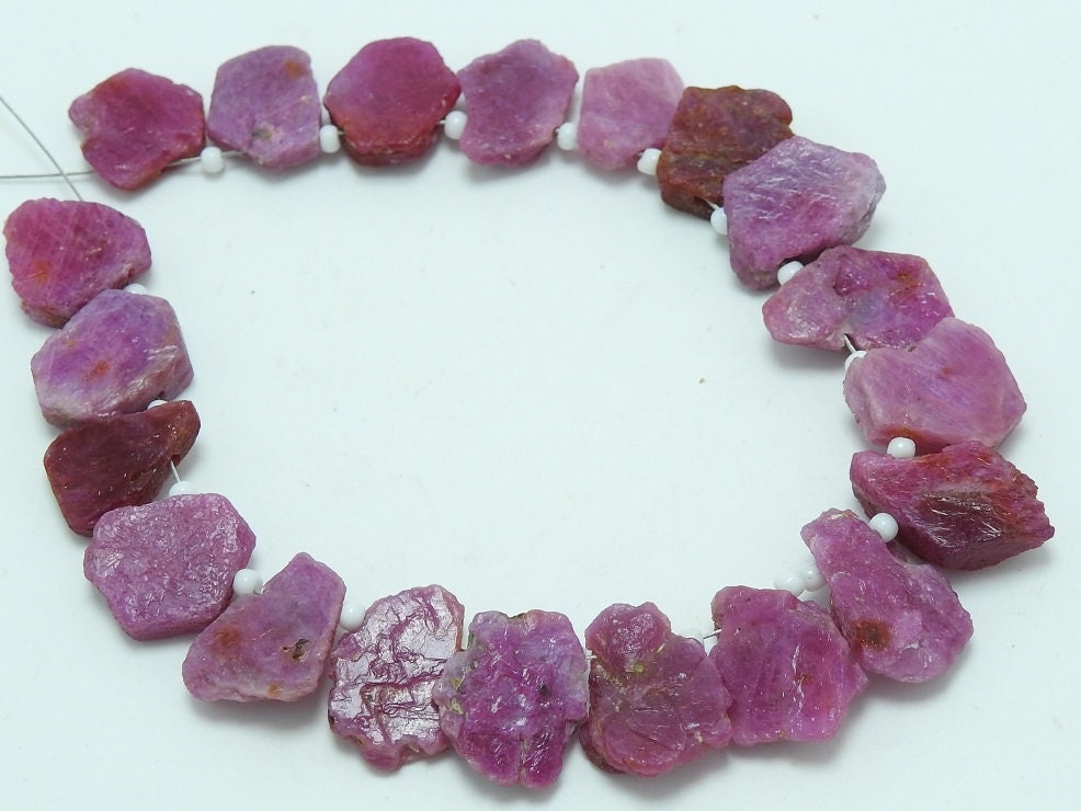 African Ruby Natural Crystal Rough Slice, 8Inches Loose Raw Stone Strand, Wholesale Jewelry Making Supplies 15-10mm long Approx R4