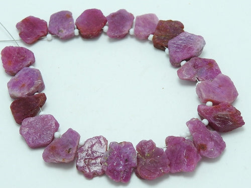 African Ruby Natural Crystal Rough Slice, 8Inches Loose Raw Stone Strand, Wholesale Jewelry Making Supplies 15-10mm long Approx R4