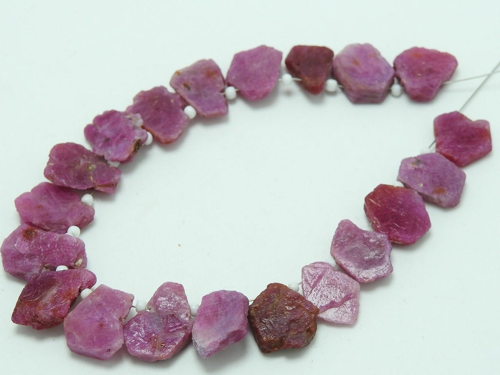 African Ruby Natural Crystal Rough Slice, 8Inches Loose Raw Stone Strand, Wholesale Jewelry Making Supplies 15-10mm long Approx R4