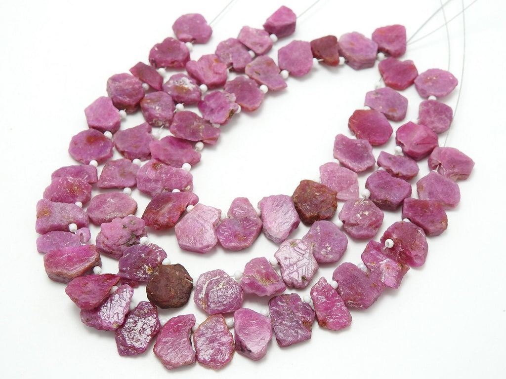 African Ruby Natural Crystal Rough Slice, 8Inches Loose Raw Stone Strand, Wholesale Jewelry Making Supplies 15-10mm long Approx R4