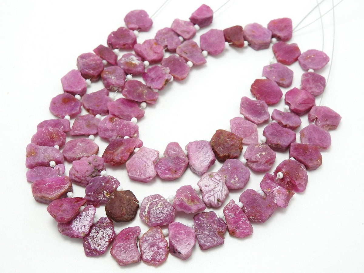 African Ruby Natural Crystal Rough Slice, 8Inches Loose Raw Stone Strand, Wholesale Jewelry Making Supplies 15-10mm long Approx R4