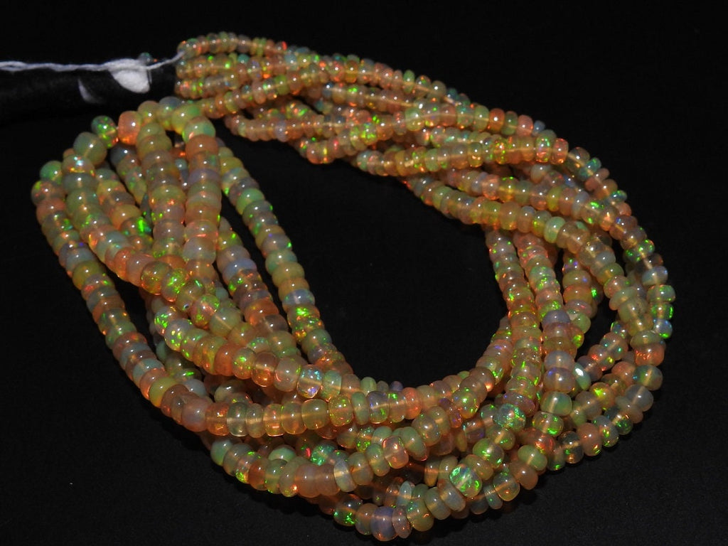 Natural Ethiopian Opal Multi Fire Smooth Roundel Bead 15Inches Strand 2To5MM Approx Wholesaler Supplies New Arrival Natural Stone MS-EO2