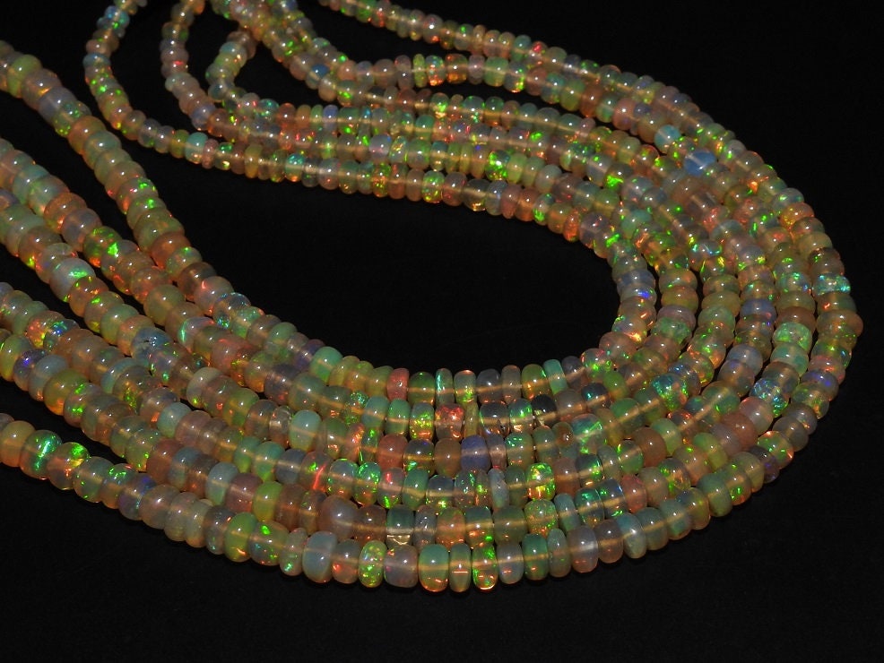 Natural Ethiopian Opal Multi Fire Smooth Roundel Bead 15Inches Strand 2To5MM Approx Wholesaler Supplies New Arrival Natural Stone MS-EO2