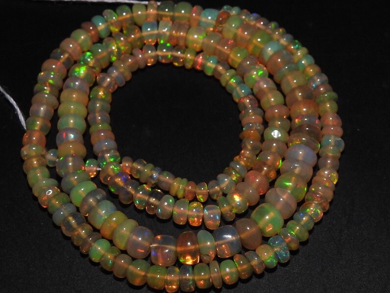 Natural Ethiopian Opal Multi Fire Smooth Roundel Bead 15Inches Strand 2To5MM Approx Wholesaler Supplies New Arrival Natural Stone MS-EO2