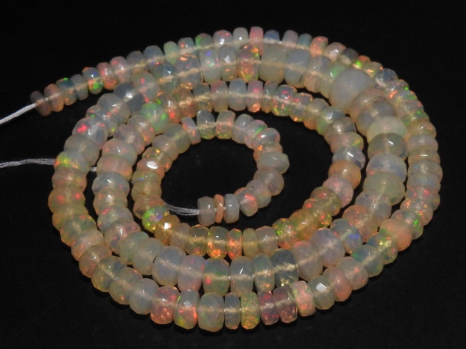 Ethiopian Opal Bead Multi Fire Faceted Roundel Shape 4-6MM Wholesaler Supplies New Arrival Natural Stone MS-EO2