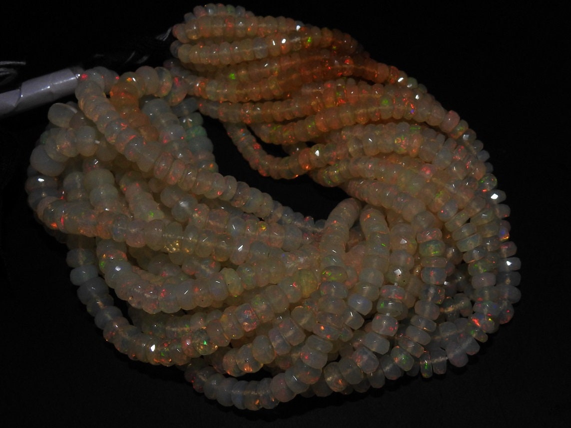 Ethiopian Opal Bead Multi Fire Faceted Roundel Shape 4-6MM Wholesaler Supplies New Arrival Natural Stone MS-EO2