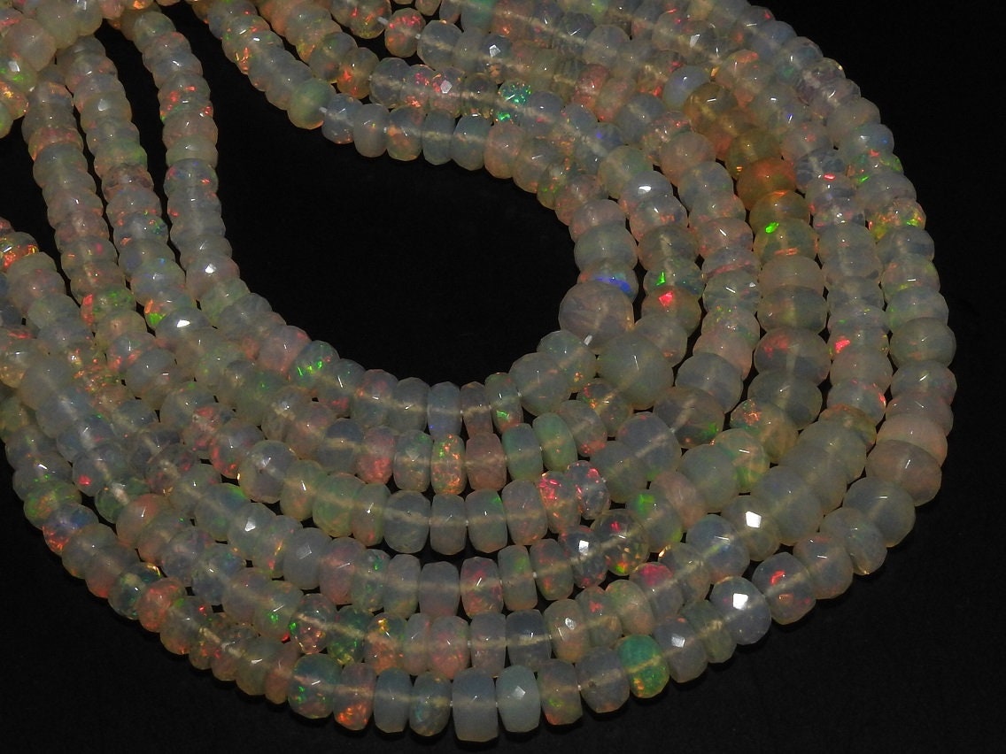 Ethiopian Opal Bead Multi Fire Faceted Roundel Shape 4-6MM Wholesaler Supplies New Arrival Natural Stone MS-EO2