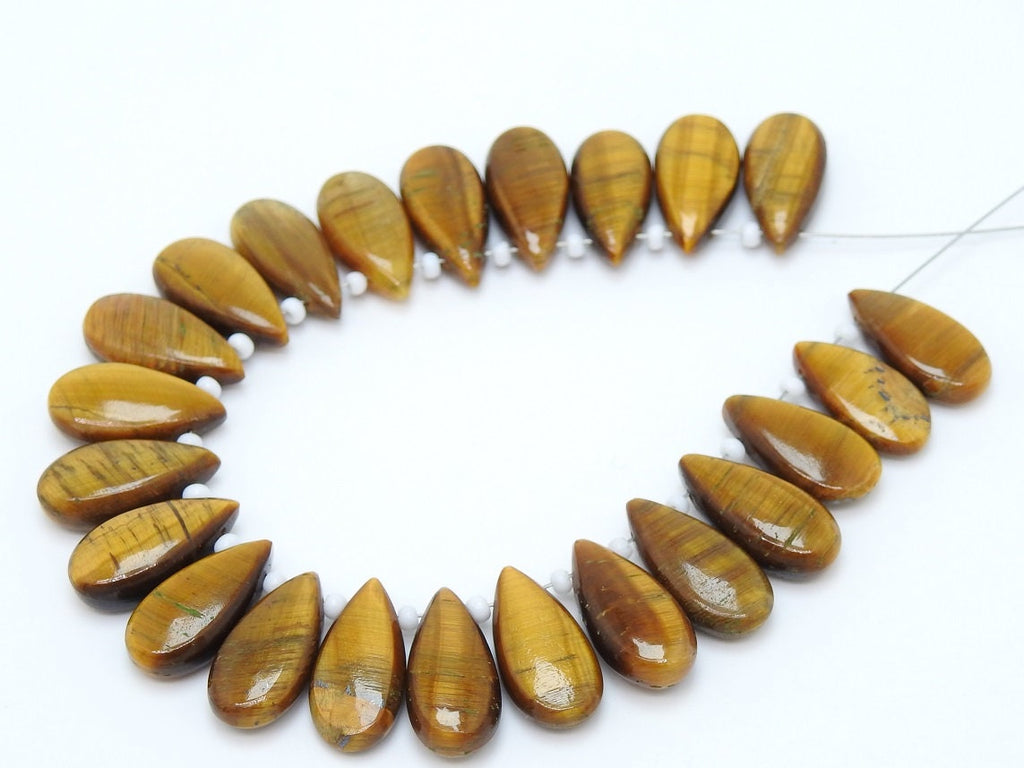 Tiger Eye Teardrop Pendants | 10pc 15x7mm Smooth Natural Gemstone Beads for Earring Making | Wholesale Jewelry Supplies PME-CY3